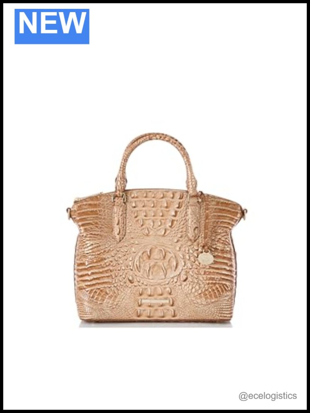 BRAHMIN Leather Satchel Handbag with Double Handles and Footed Bottom